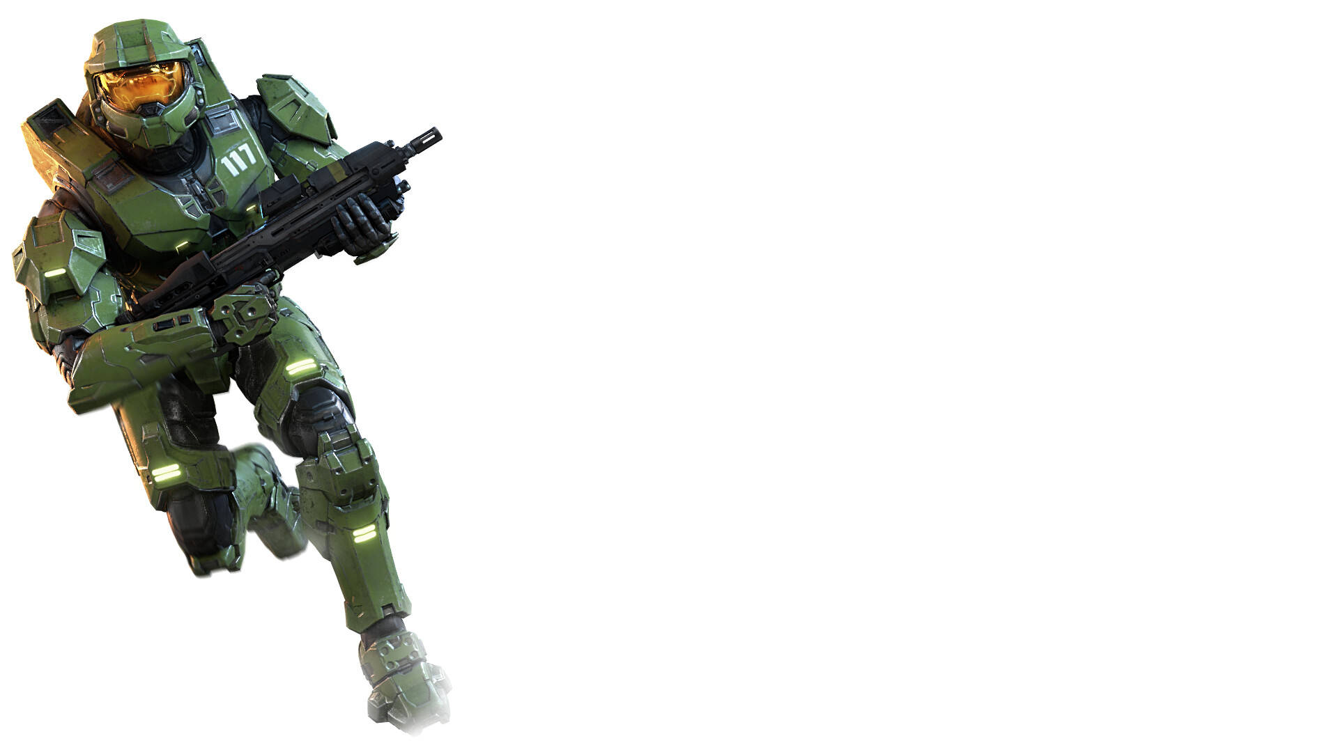 Halo 3, green armored suit, glowing orange visor, Full HD Desktop Wallpaper