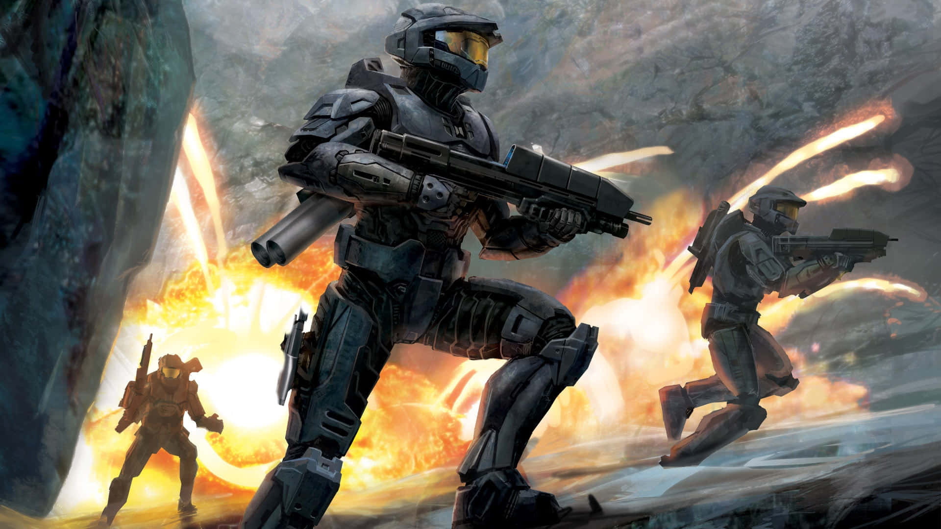 Halo 3, soldiers, futuristic armor, Full HD Desktop Wallpaper