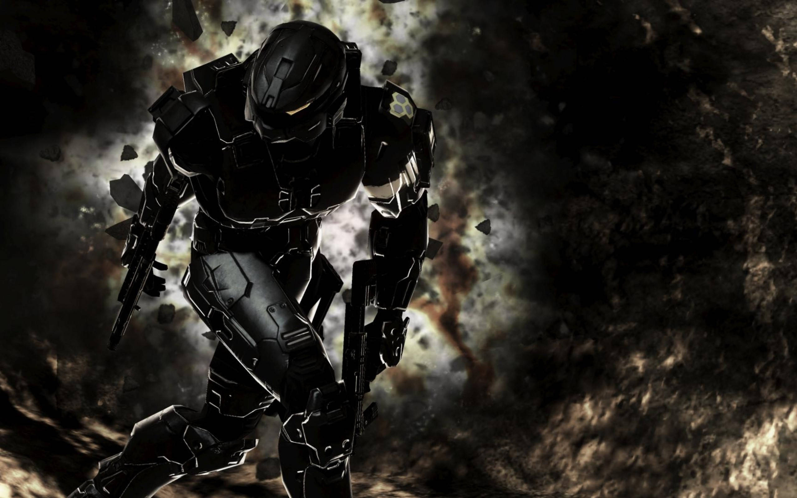 Halo 3, soldier, black armored suit, 2K Desktop Wallpaper