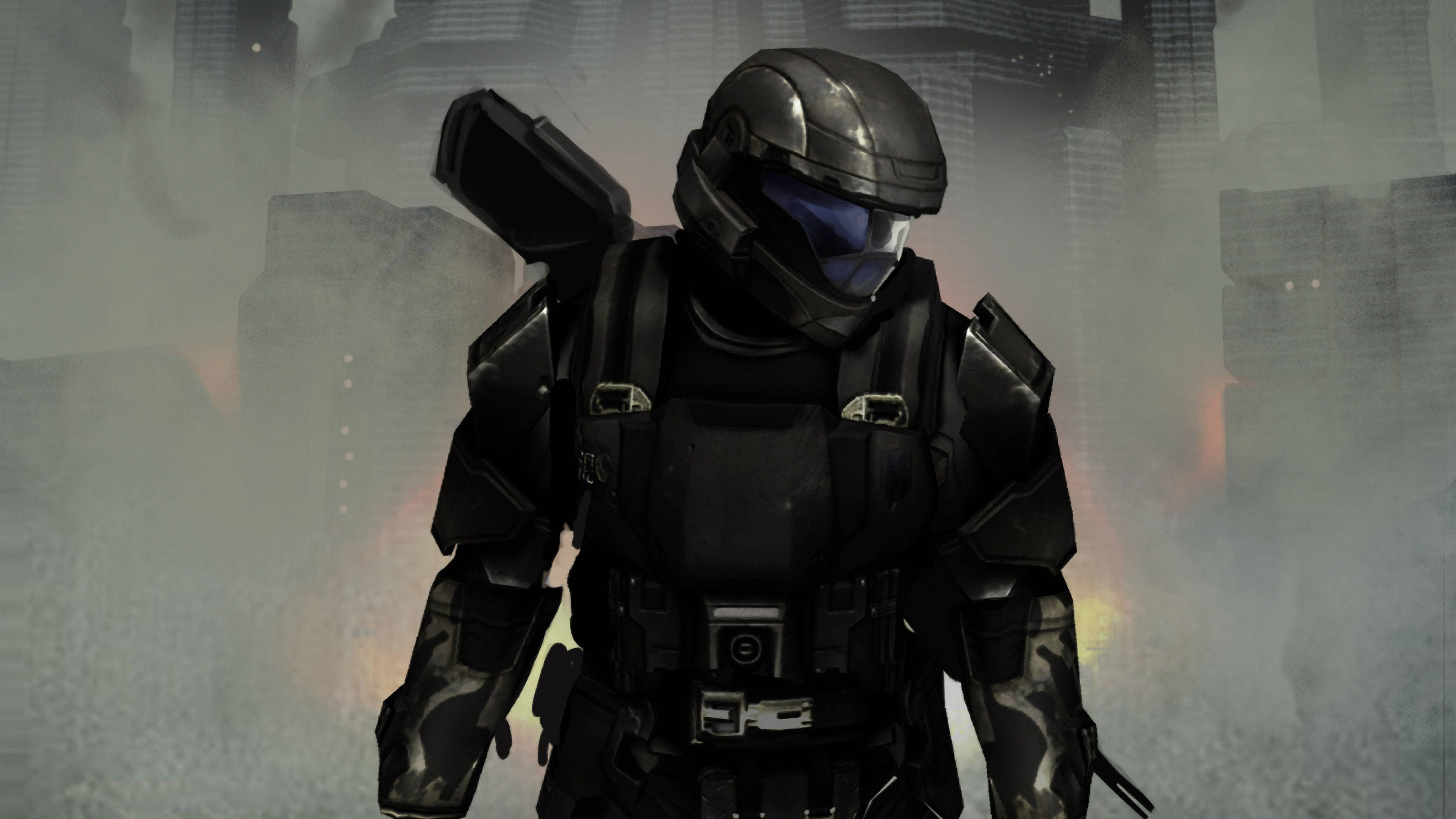Halo 3, soldier, black armored suit, 4K Desktop Wallpaper