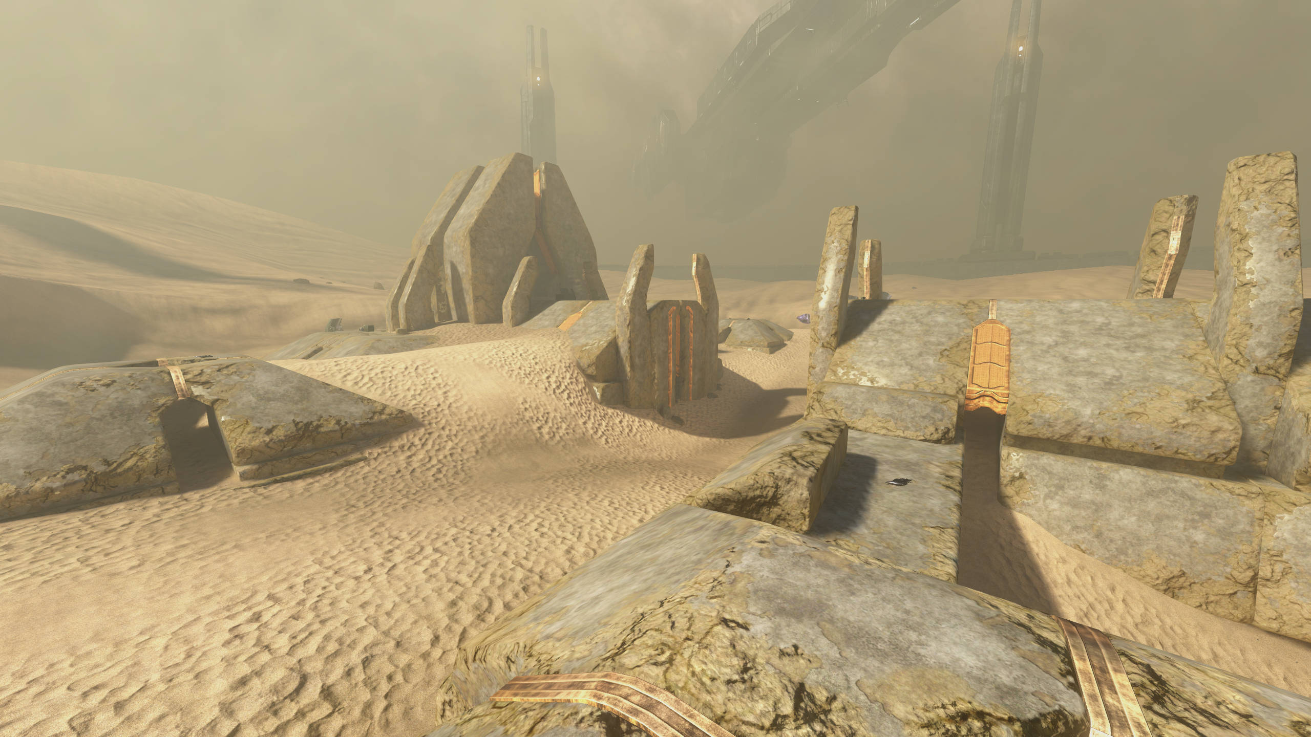 Halo 3, abandoned area, ancient stone ruins, 2K Desktop Wallpaper