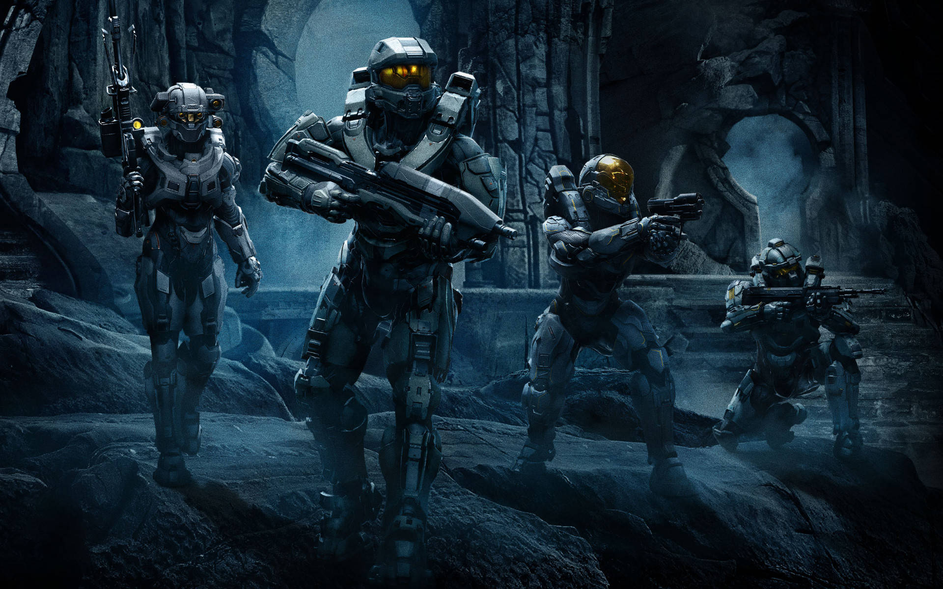 Halo, 4K resolution, glowing visors, Full HD Desktop Wallpaper