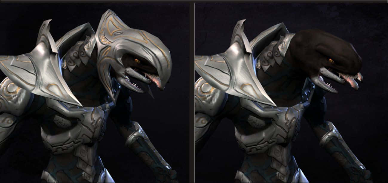 Halo Arbiter, metallic silver plating, glowing orange eyes, HD Desktop Wallpaper