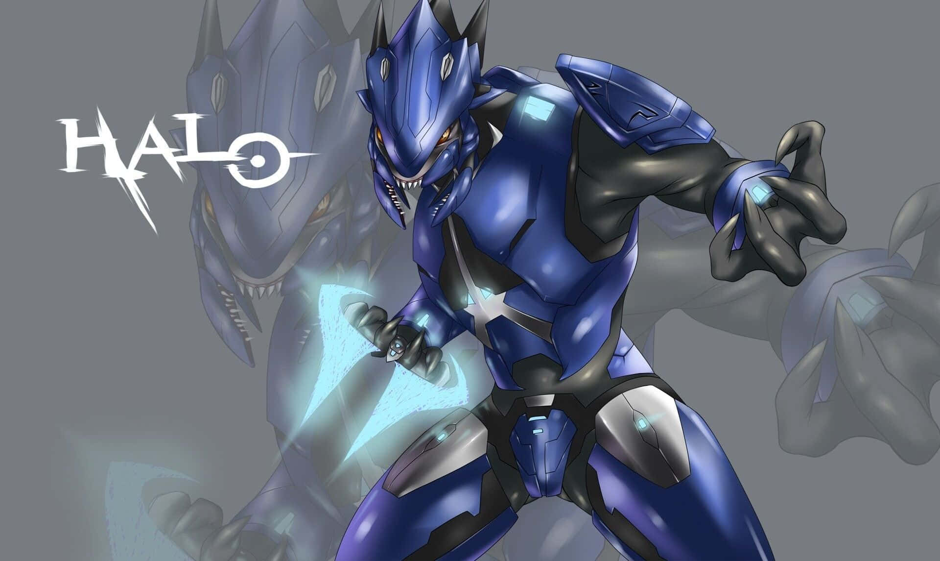 Halo Arbiter, blue-armored, glowing energy blade, Full HD Desktop Wallpaper