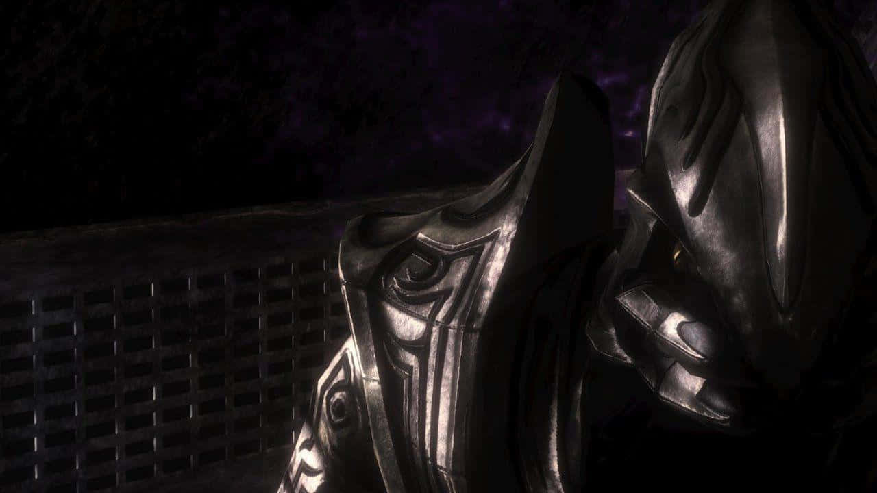 Halo Arbiter, dark armored figure, intricate silver patterns, HD Desktop Wallpaper