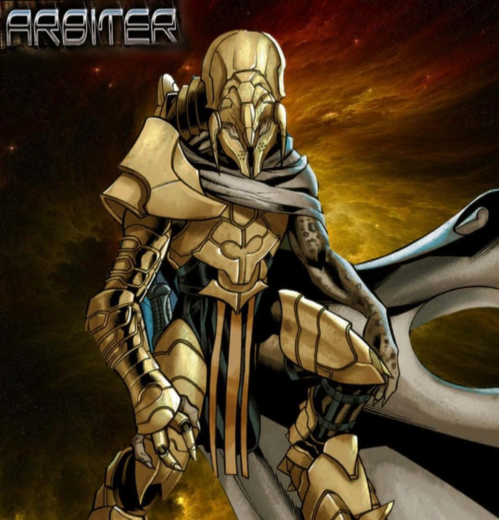Halo Arbiter, golden-armored warrior, helmet, SD Phone Wallpaper