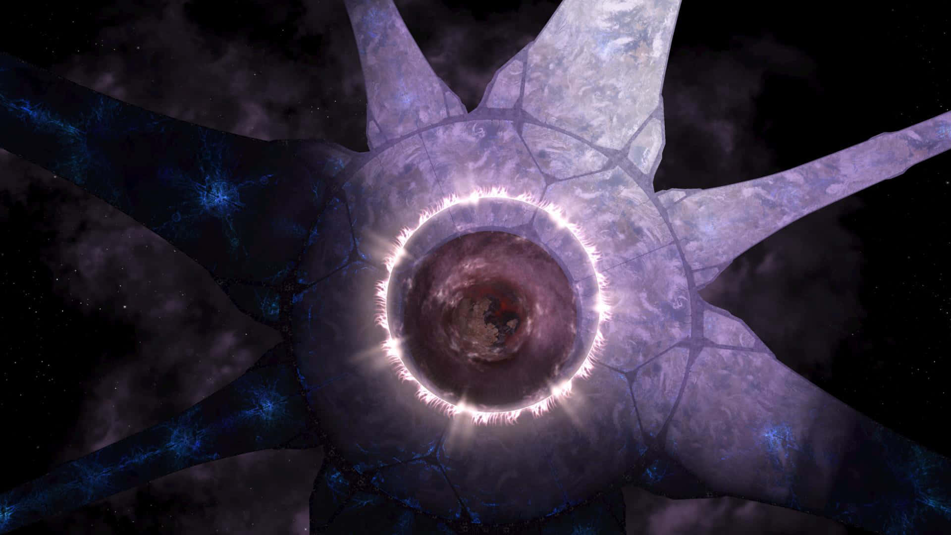 Halo Ark, cosmic star-like structure, glowing purple arms, Full HD Desktop Wallpaper