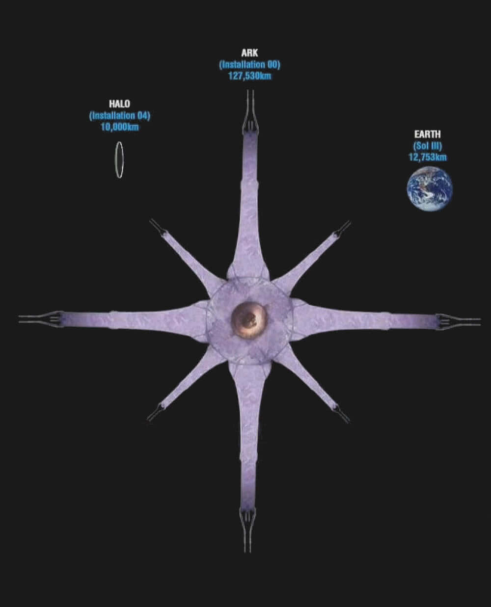 Halo Ark, ARK, purple star-shaped space station, SD Phone Wallpaper