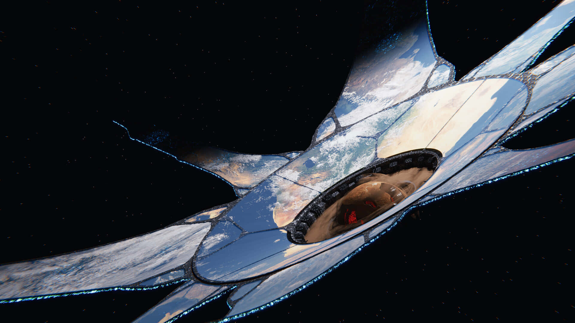 Halo Ark, futuristic spaceship, reflective wings, Full HD Desktop Wallpaper