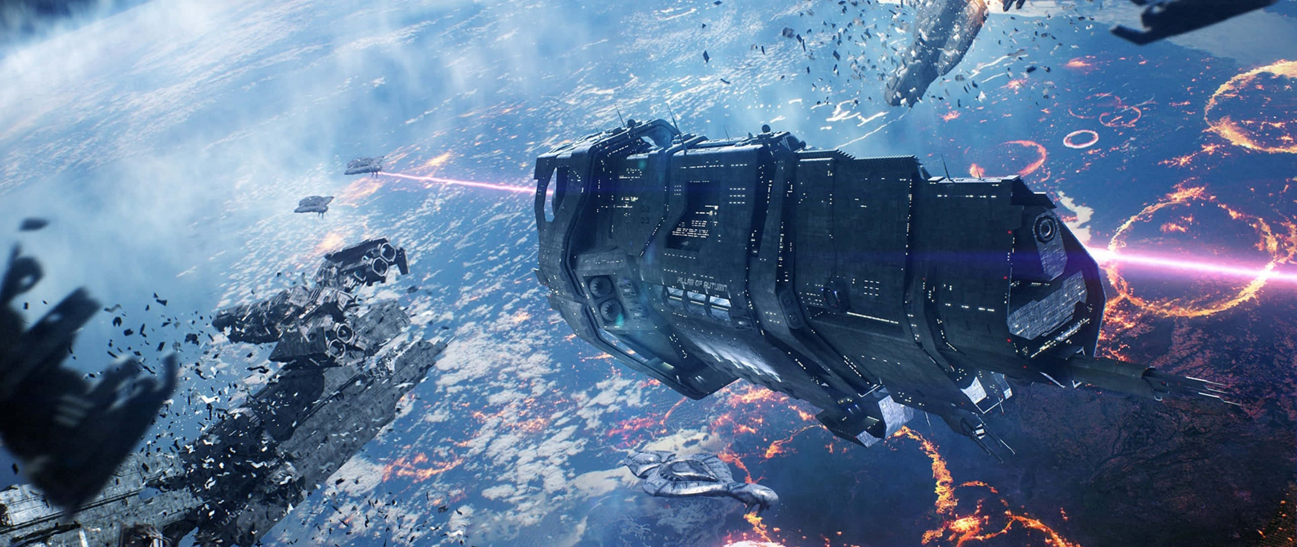 Halo Ark, 2560 x 1080, futuristic spaceship, 2K Desktop Wallpaper