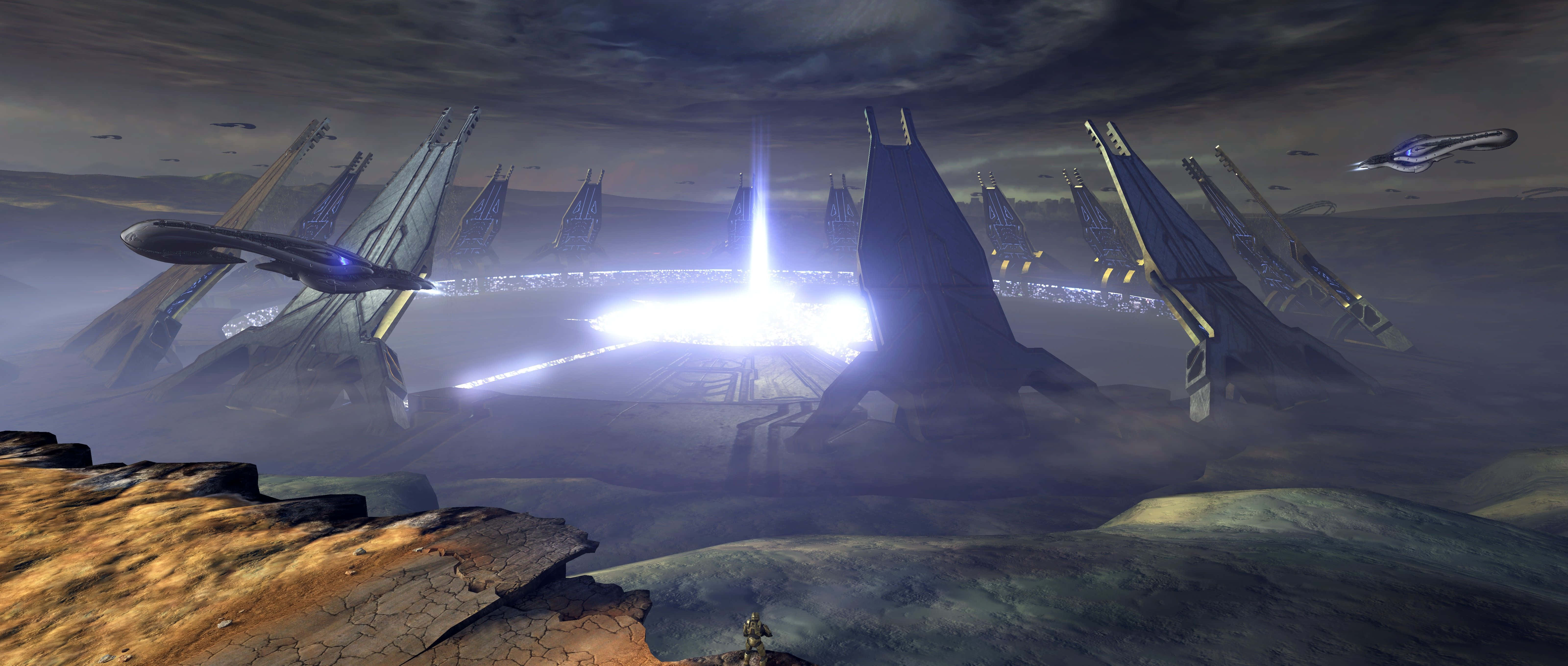 Halo Ark, 6400 x 2720, futuristic fleet, 5K Desktop Wallpaper