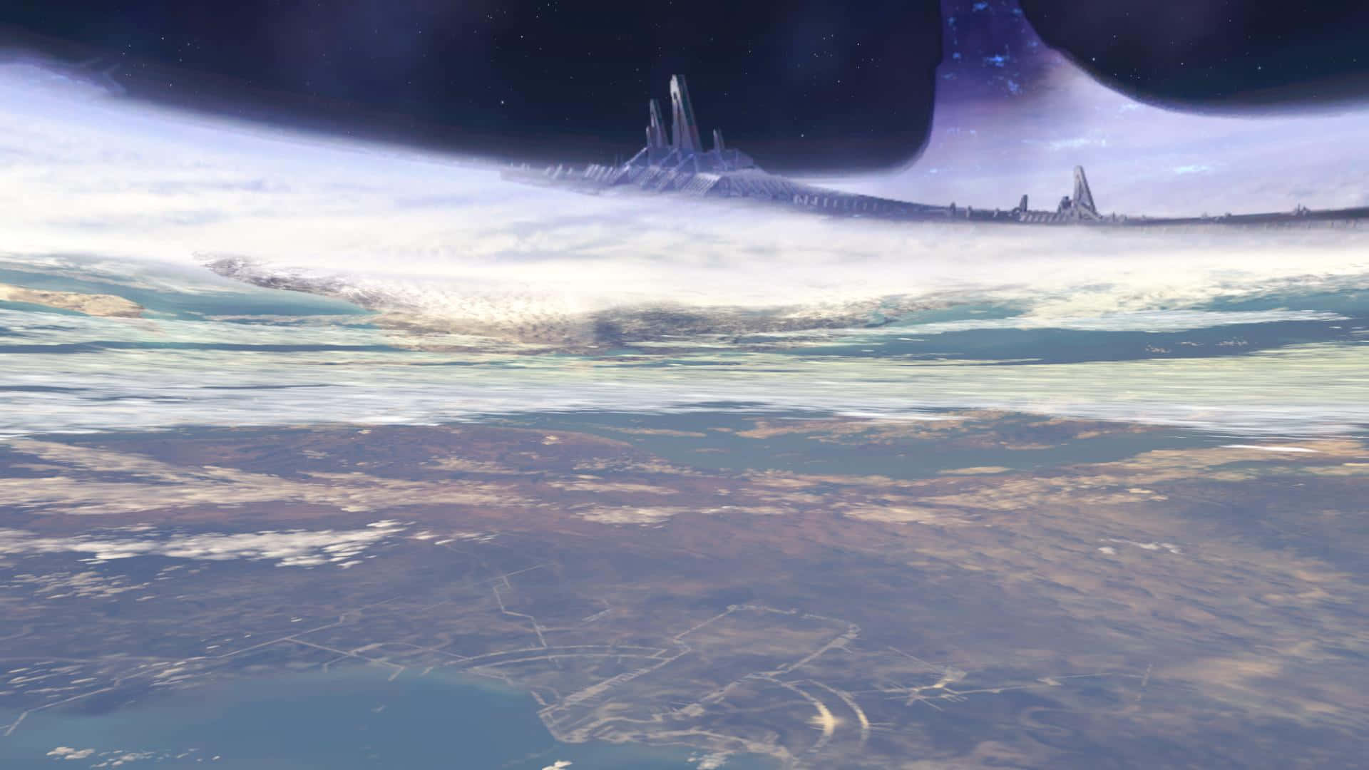 Halo Ark, Halo Ring, futuristic city, Full HD Desktop Wallpaper