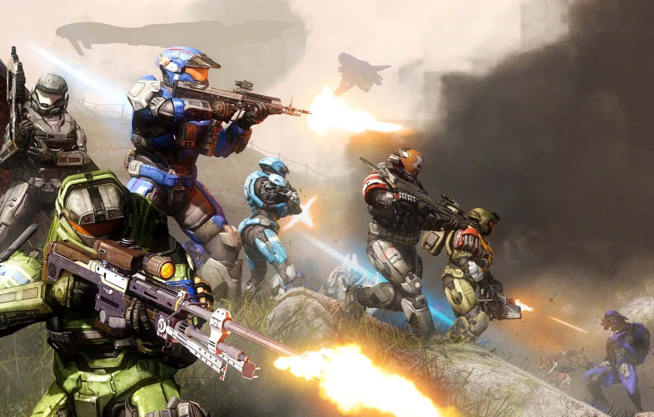 Halo Battle, futuristic armor, soldiers, HD Desktop Wallpaper