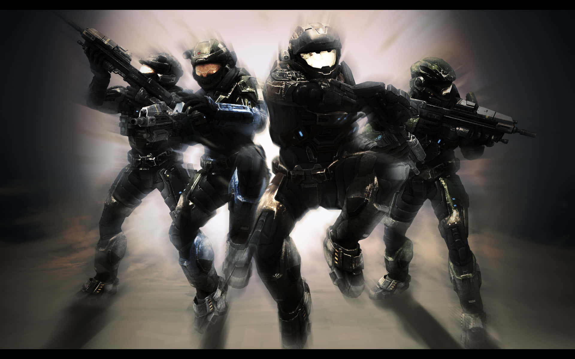 Halo Battle, black combat gear, smoky backdrop, Full HD Desktop Wallpaper