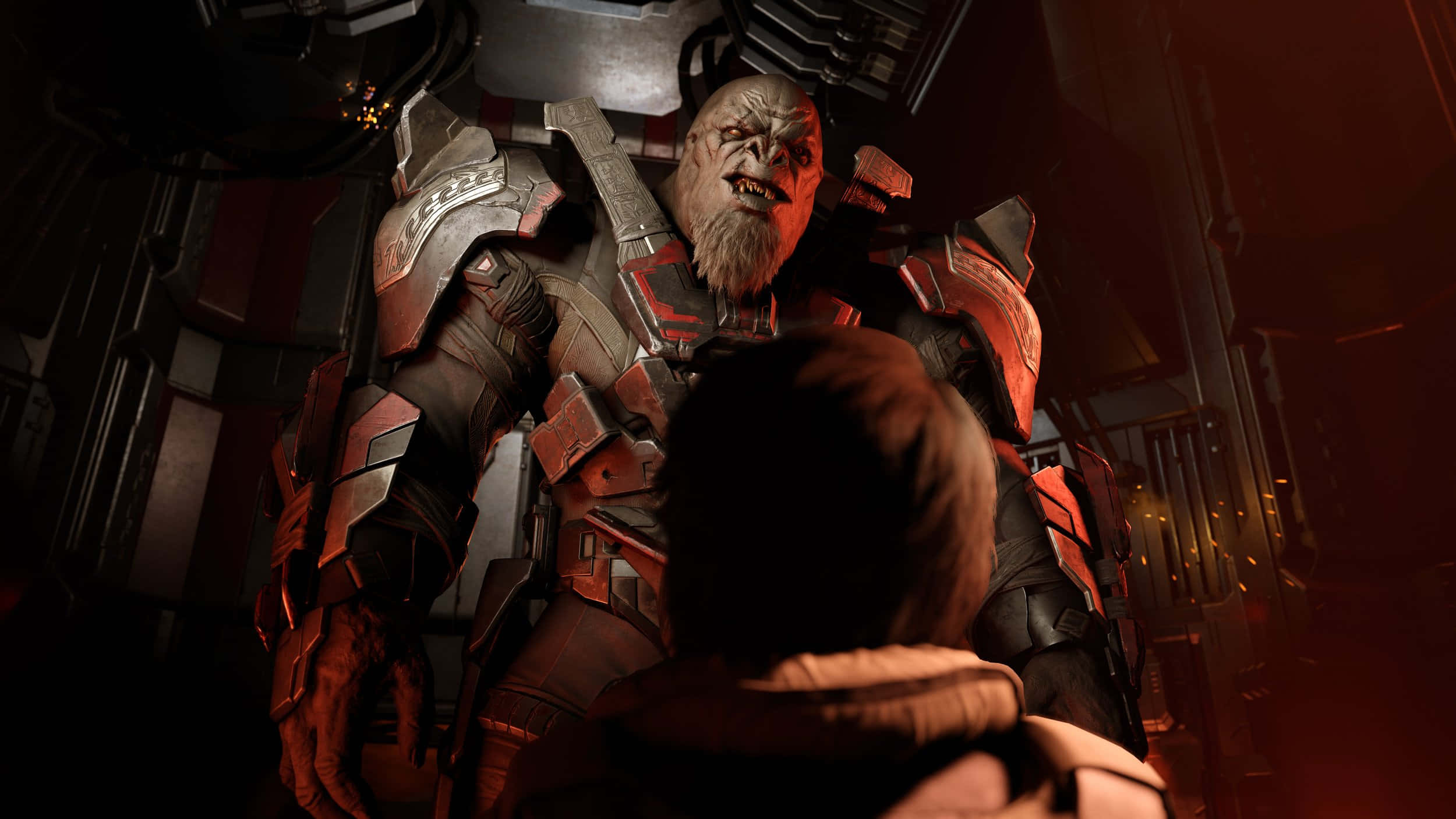 Halo Brutes, spaceship corridor, dimly lit, Full HD Desktop Wallpaper