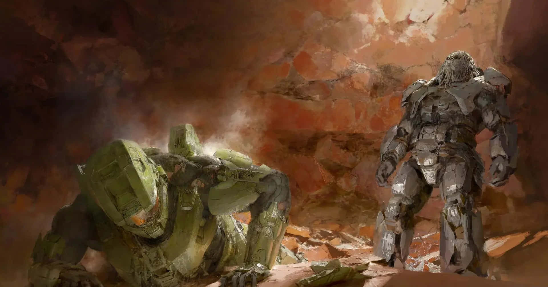 Halo Brutes, armored warriors, dusty canyon, Full HD Desktop Wallpaper