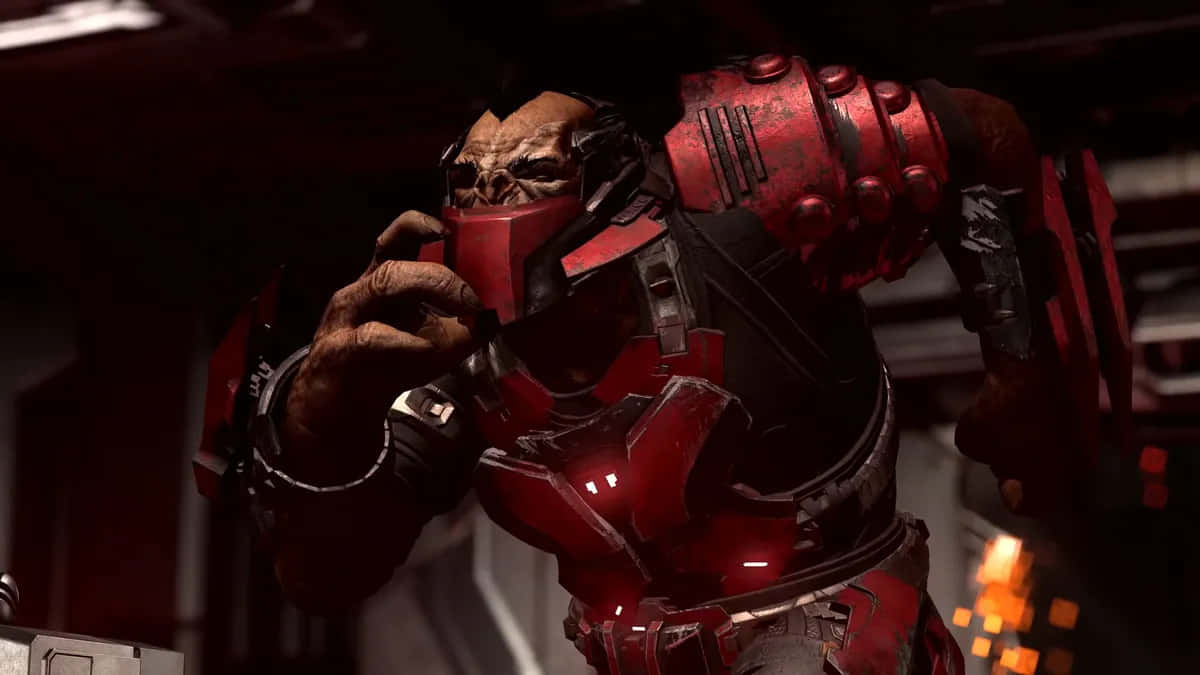 Halo Brutes, red armored warrior, skull mask, SD Desktop Wallpaper
