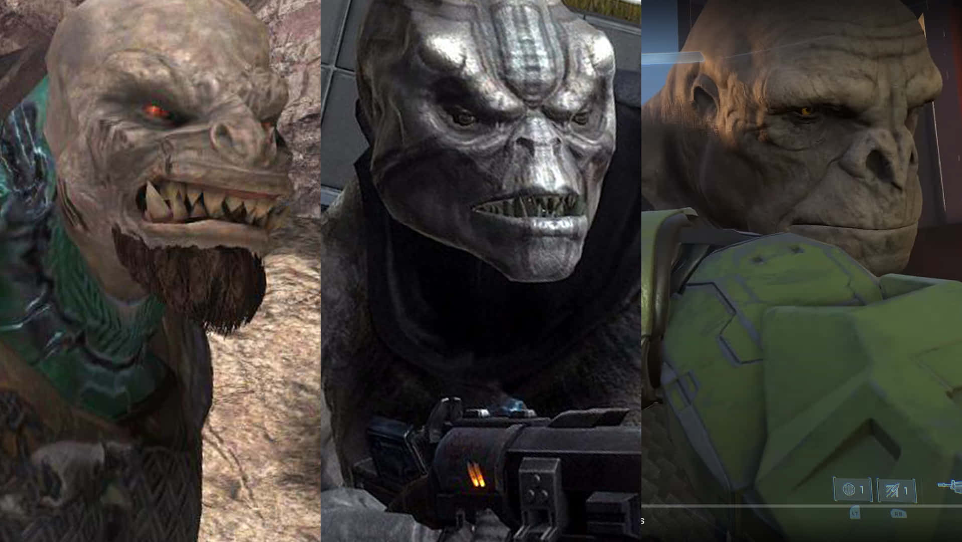 Halo Brutes, alien warriors, sharp teeth, HD Desktop Wallpaper