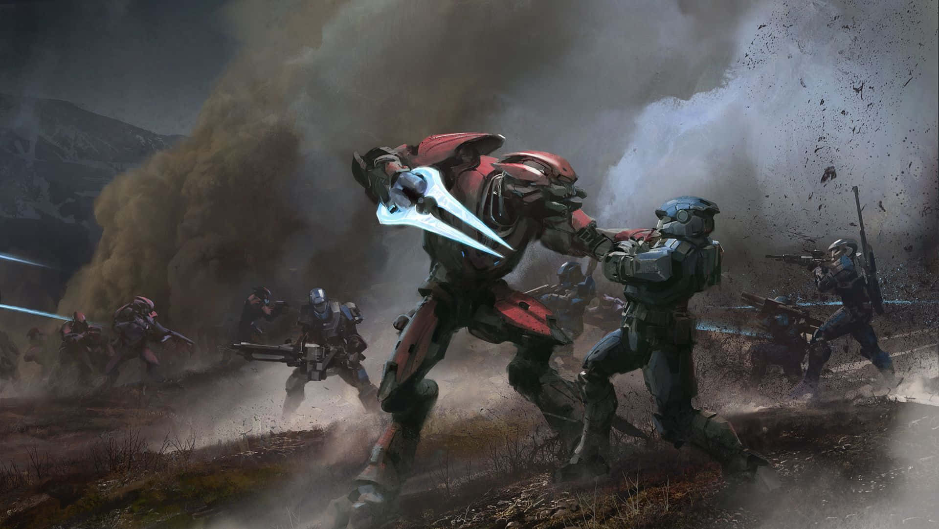 Halo Covenant, red-armored warrior, glowing sword, Full HD Desktop Wallpaper