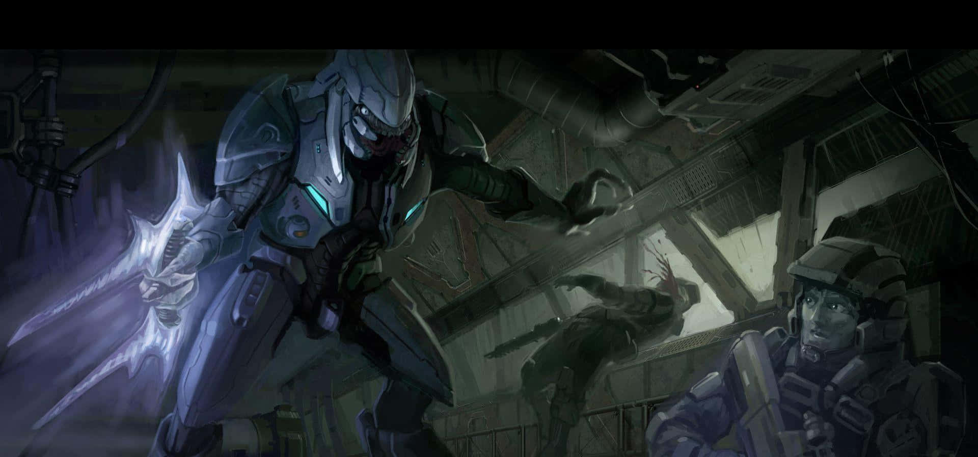 Halo Covenant, futuristic soldier, glowing armor, Full HD Desktop Wallpaper
