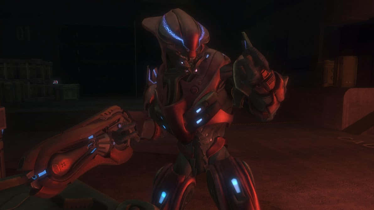 Halo Covenant, alien warrior, glowing blue accents, SD Desktop Wallpaper