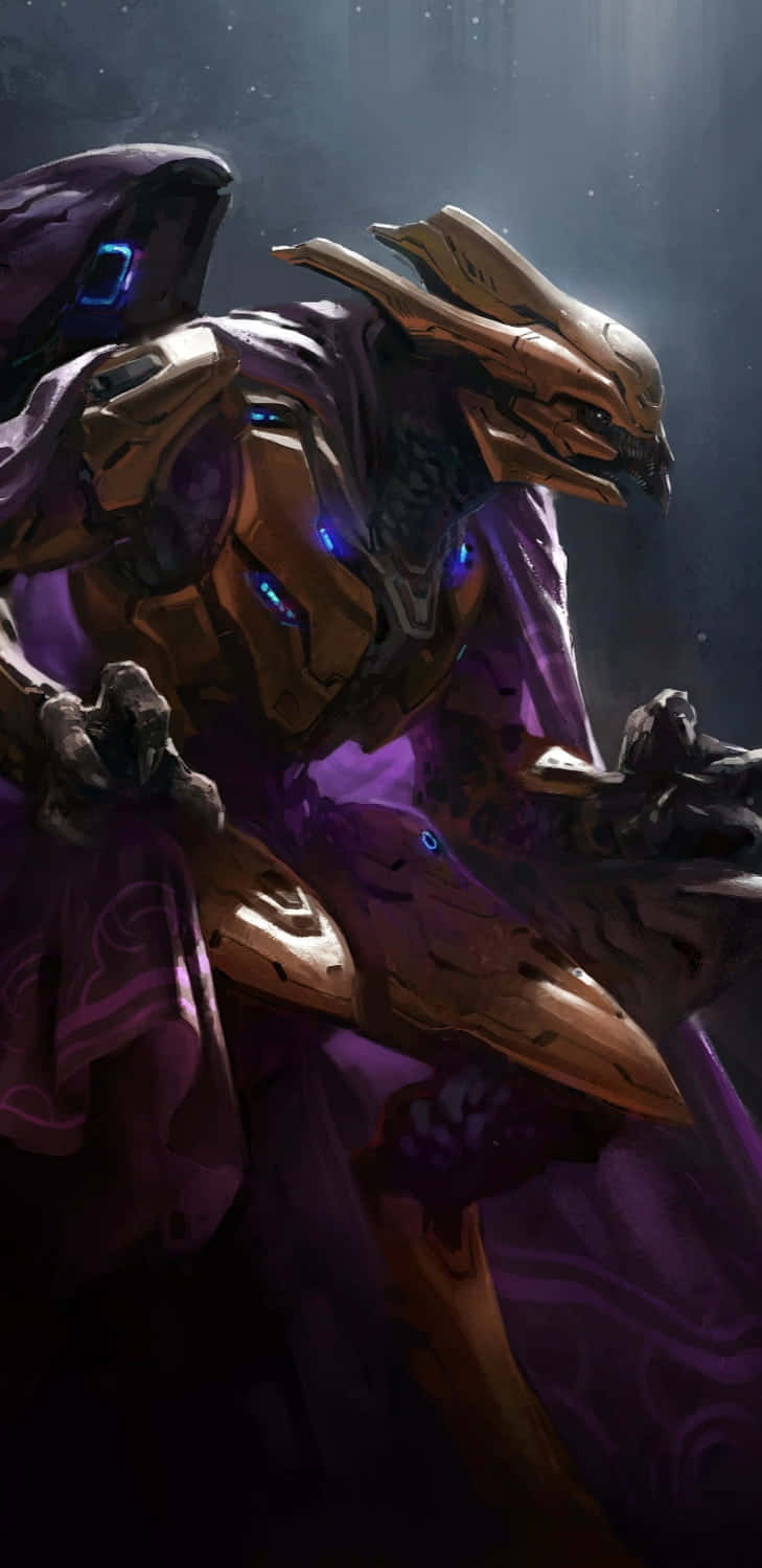 Halo Covenant, glowing blue eyes, purple robes, HD Phone Wallpaper