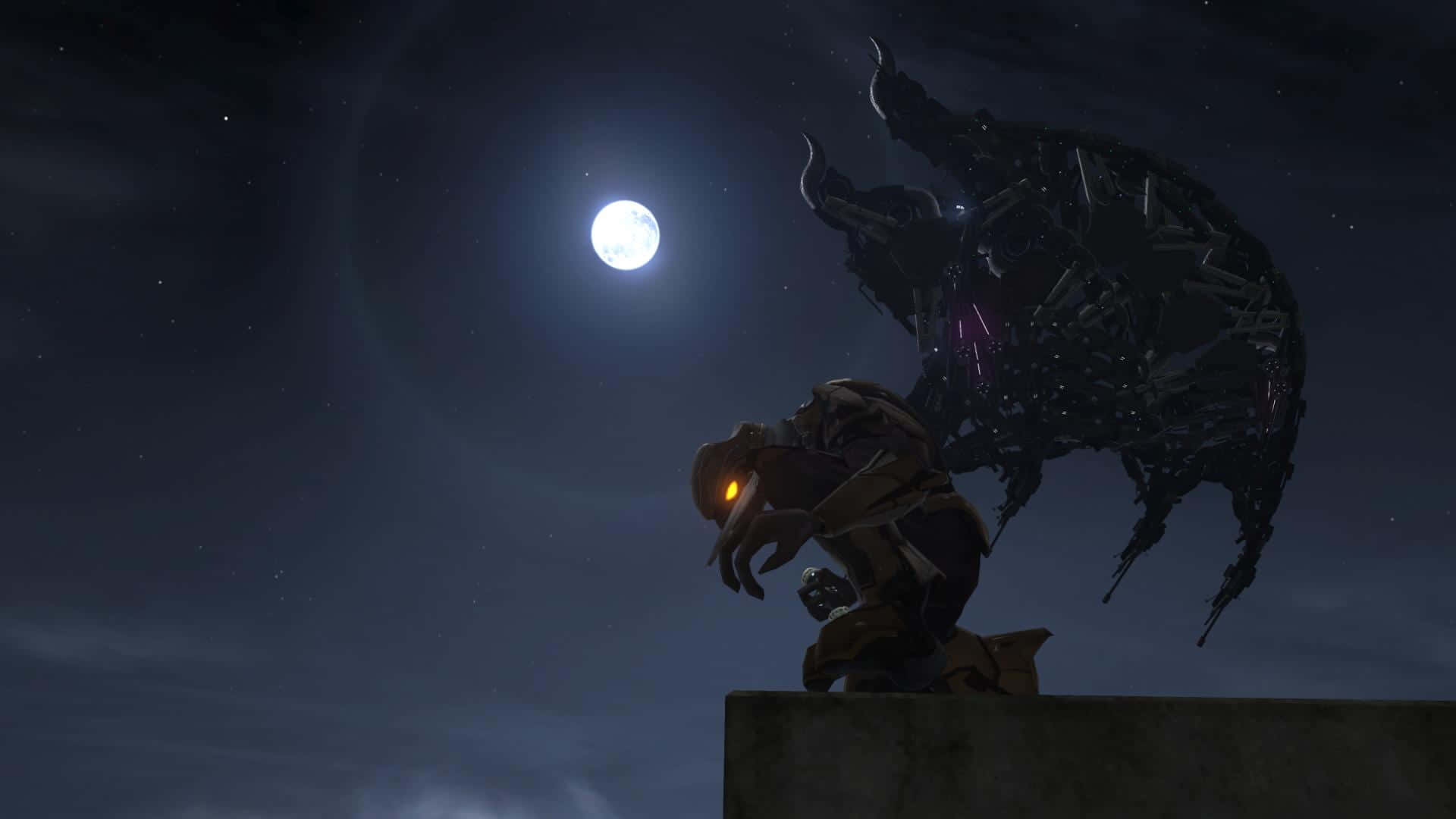 Halo Covenant, full moon, starry night sky, Full HD Desktop Wallpaper