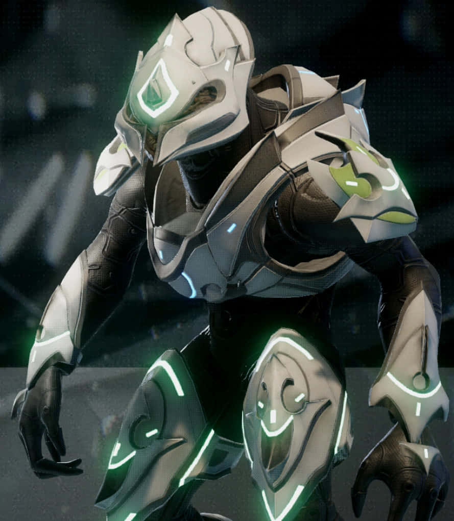 Halo Covenant, futuristic armored warrior, glowing green accents, SD Phone Wallpaper