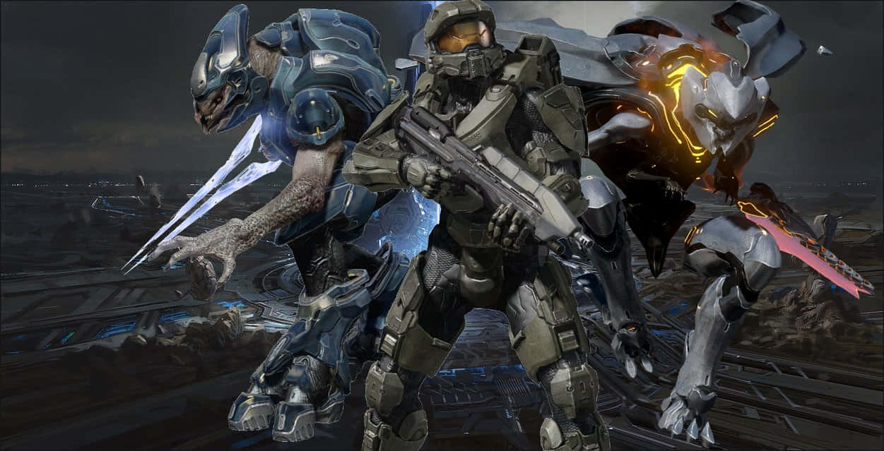 Halo Covenant, war-torn battlefield, stormy sky, SD Desktop Wallpaper