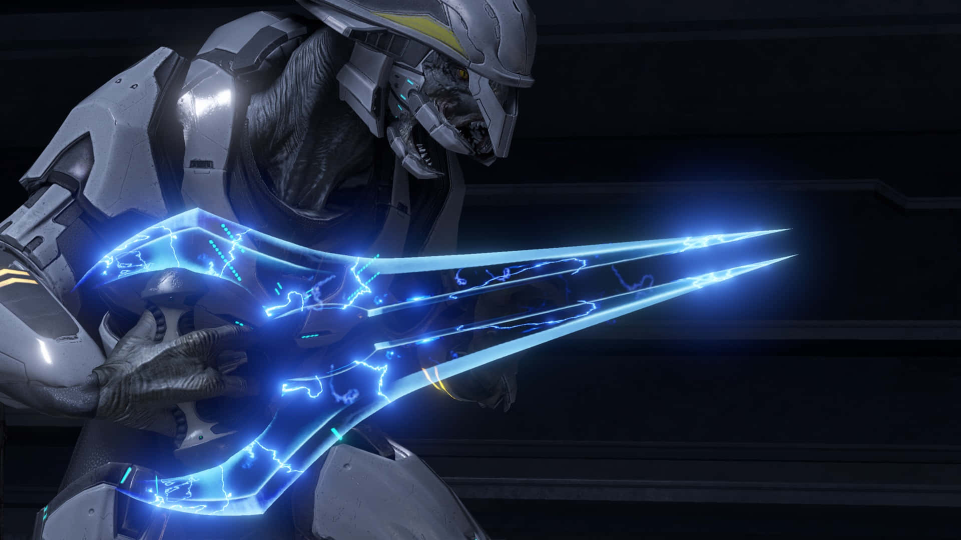 Halo Energy Sword, glowing blue energy sword, armored warrior, Full HD Desktop Wallpaper