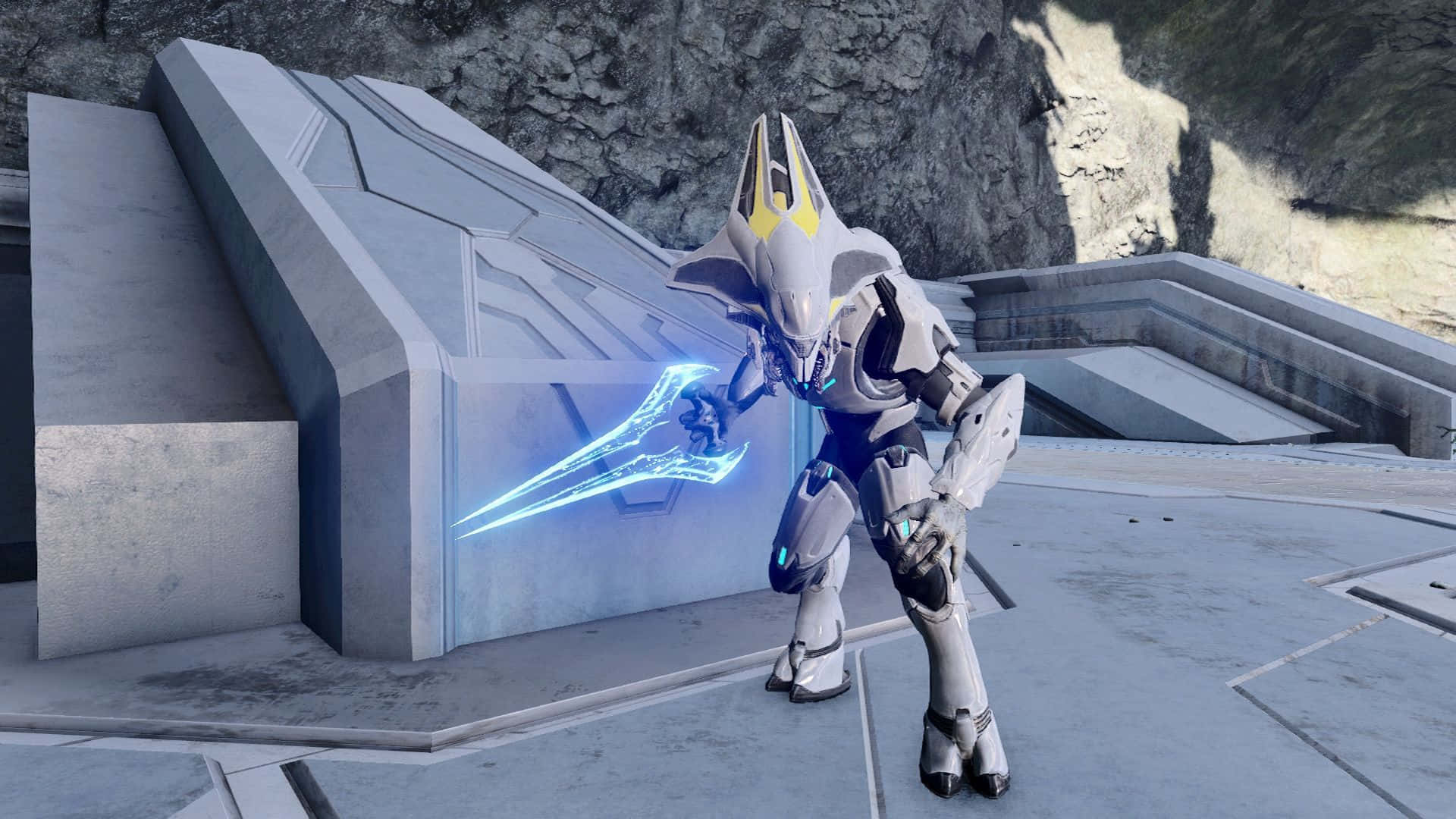 Halo Energy Sword, glowing blue energy sword, futuristic armored warrior, Full HD Desktop Wallpaper