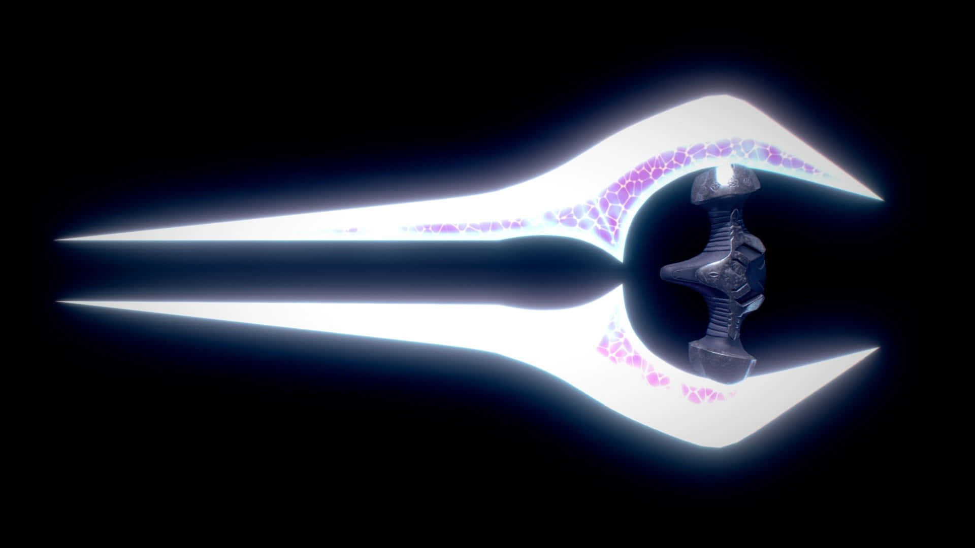 Halo Energy Sword, purple crackling energy, futuristic trident, Full HD Desktop Wallpaper