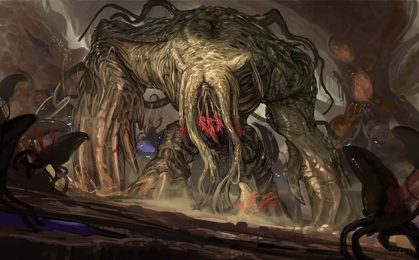 Halo Flood, grotesque monster, moss-covered, HD Desktop Wallpaper