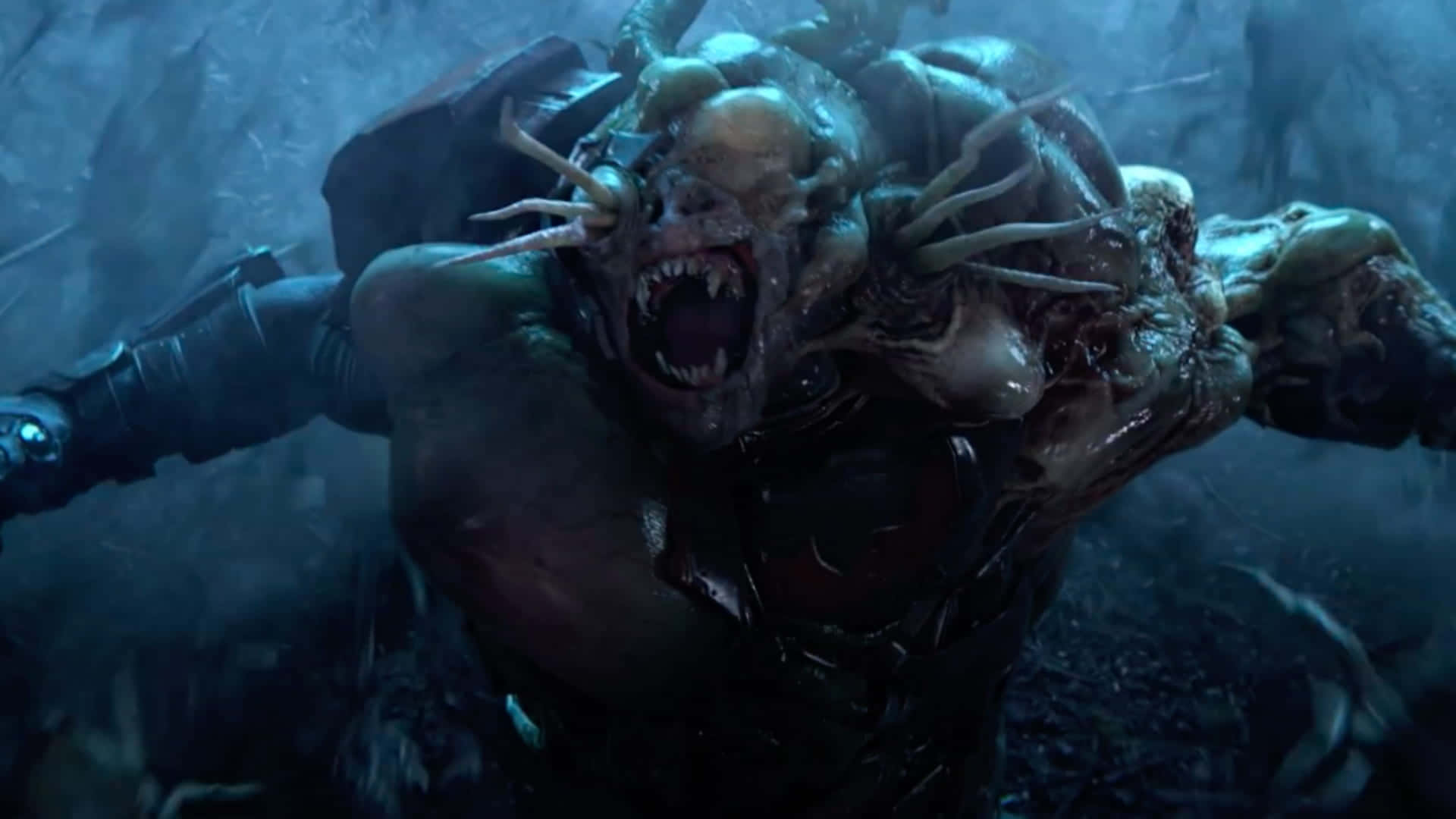 Halo Flood, underwater environment, grotesque alien creature, Full HD Desktop Wallpaper
