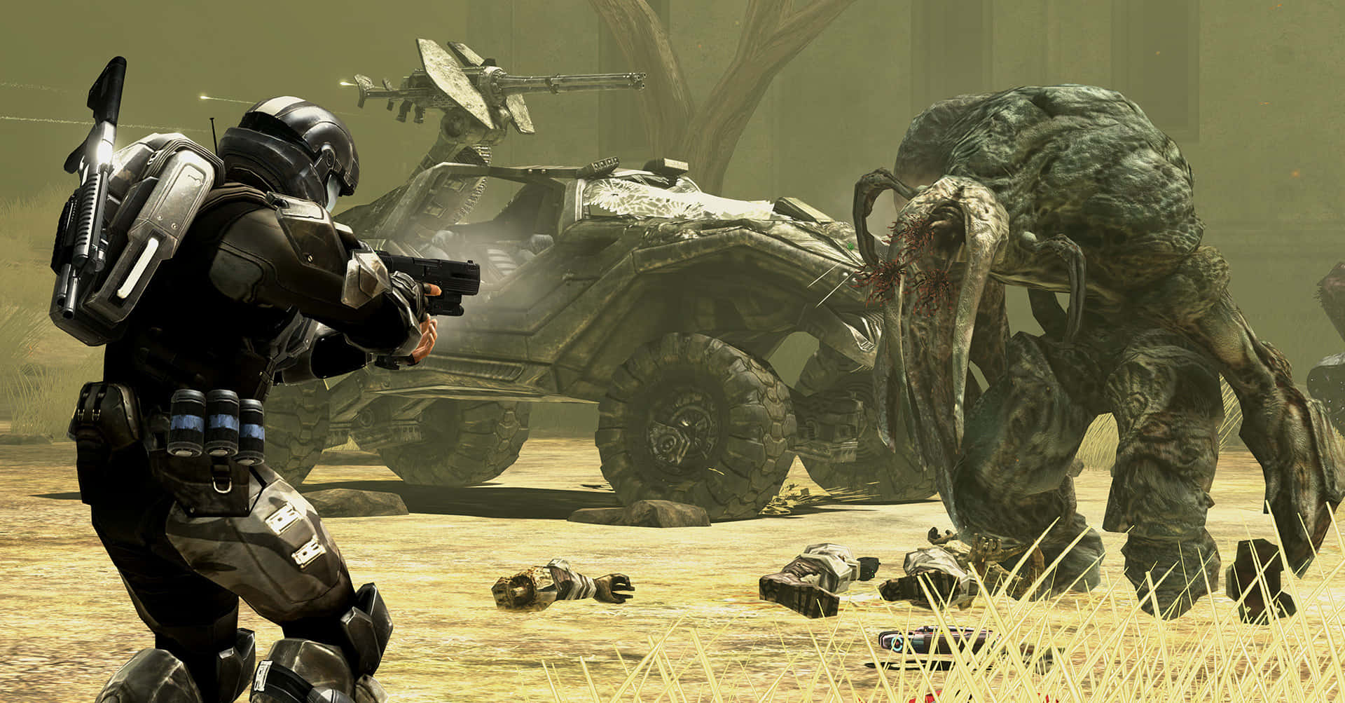 Halo Flood, futuristic armor, pistol, Full HD Desktop Wallpaper