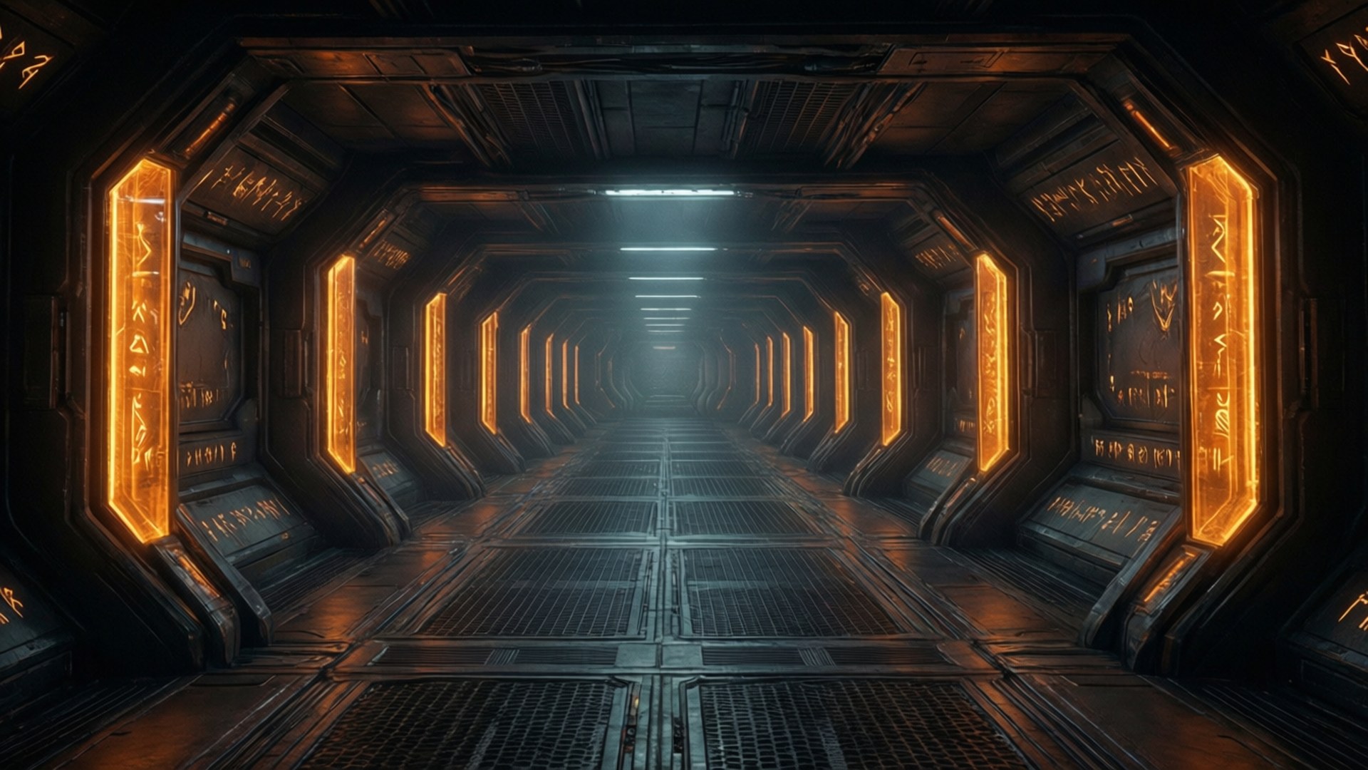 Forerunner, hallway, glow, Full HD Desktop Wallpaper
