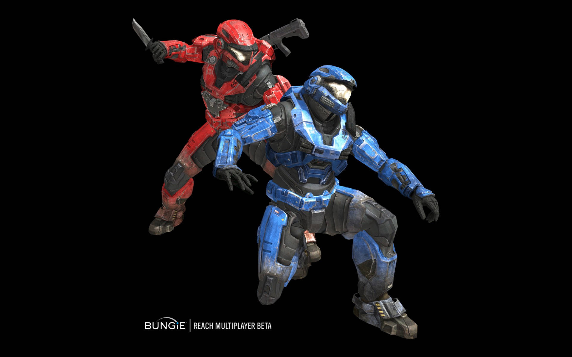 Halo Infinite, red and blue combat gear, armored soldiers, Full HD Desktop Wallpaper