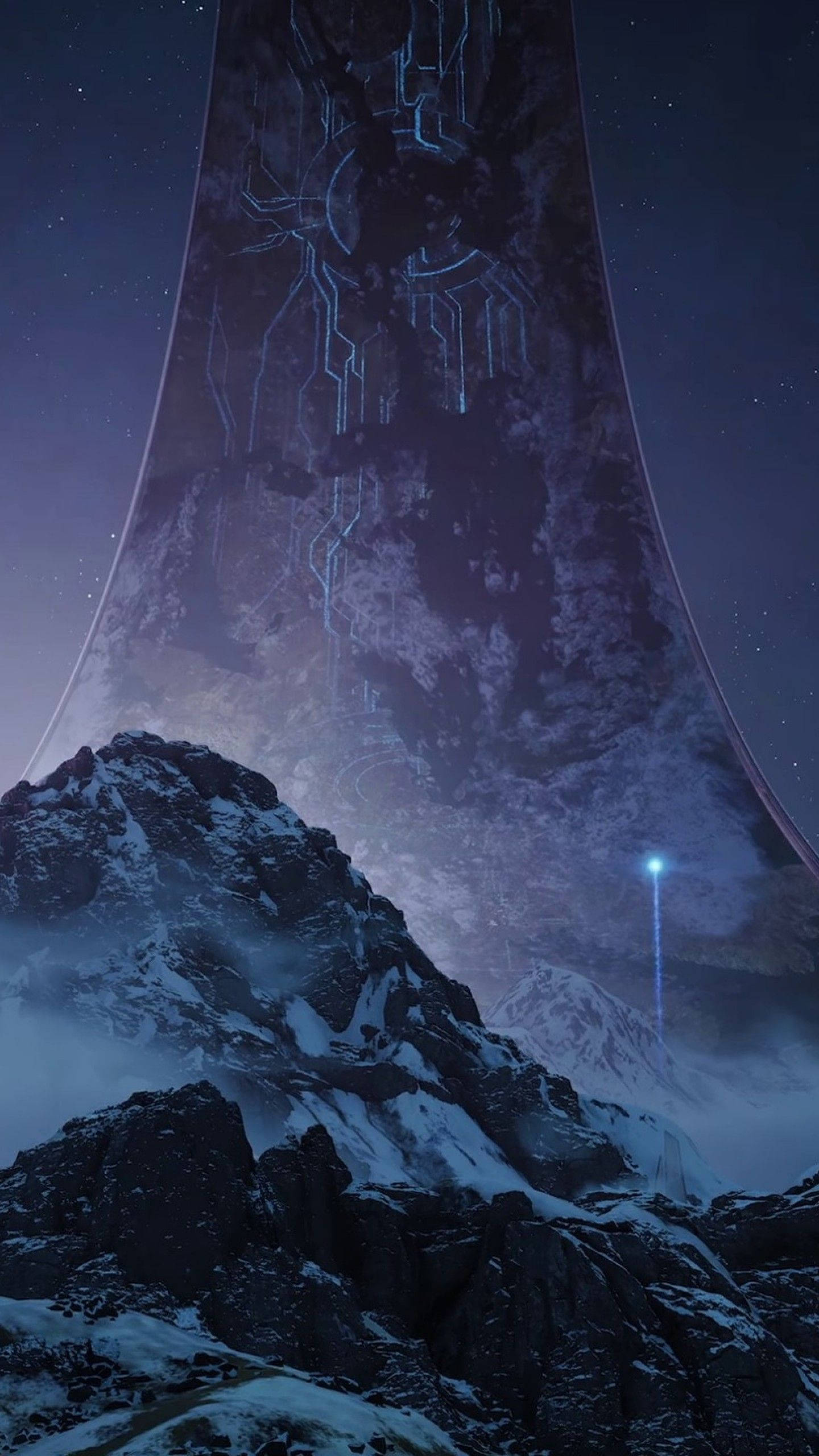 Halo Infinite, mountain range, alien monolith, 2K Phone Wallpaper