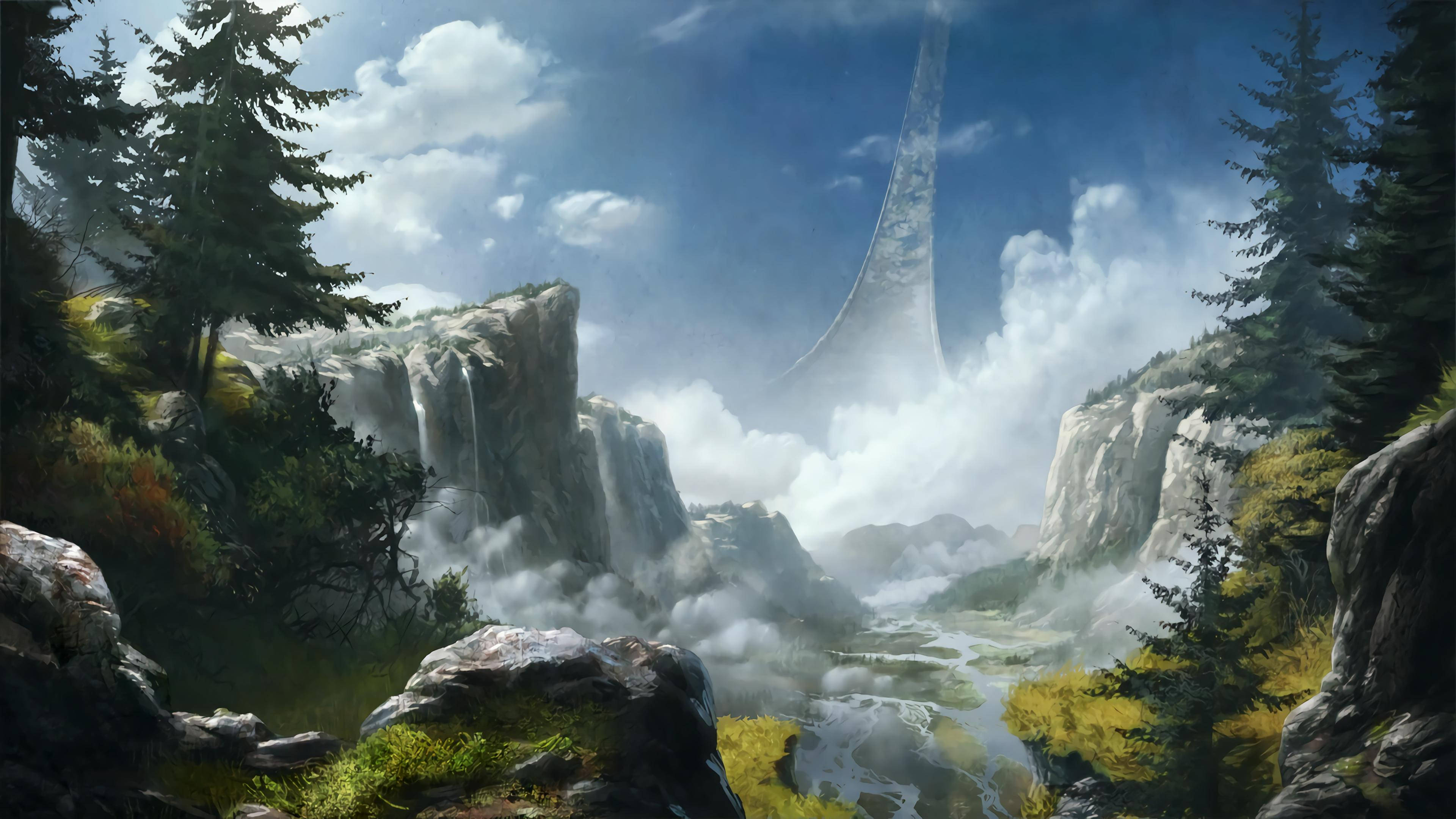 Halo Infinite, forest scenery, misty valley, 4K Desktop Wallpaper