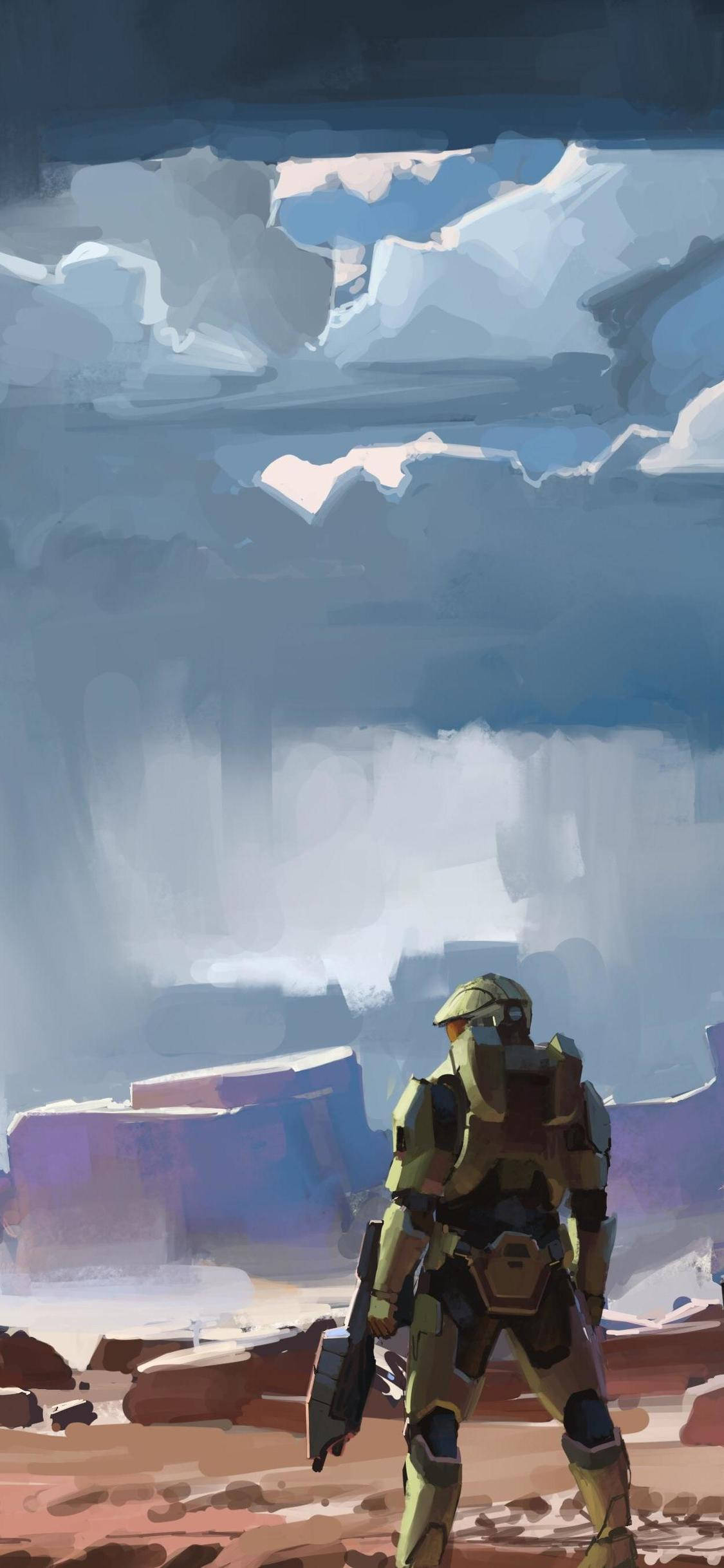 Halo Infinite, armored soldier, alien canyon, Full HD Phone Wallpaper