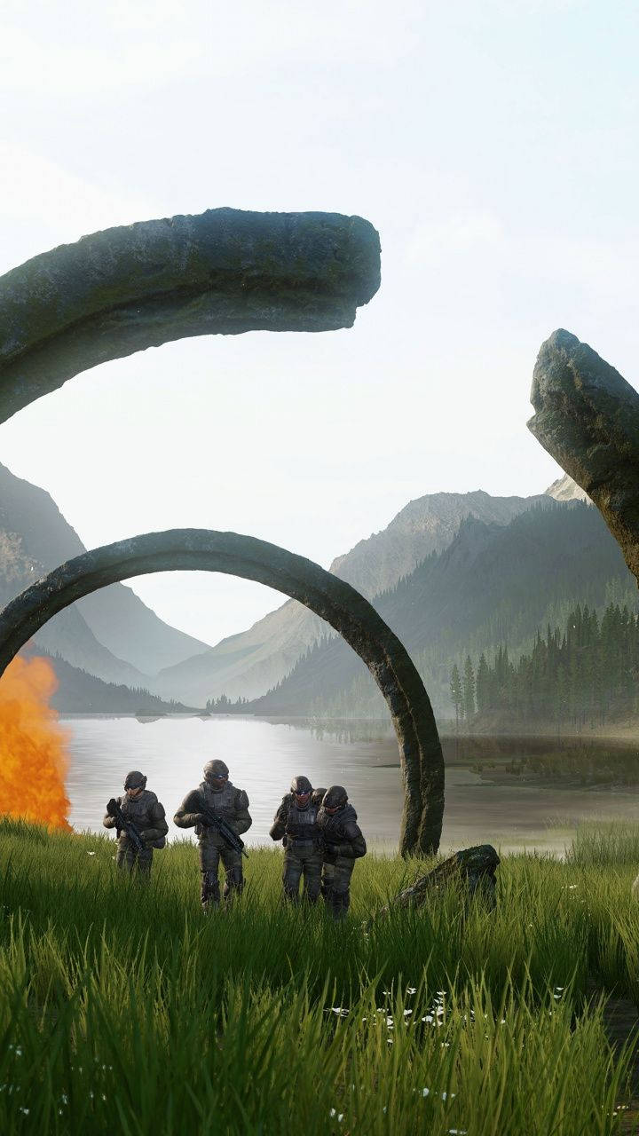 Halo Infinite, soldiers, lake, HD Phone Wallpaper