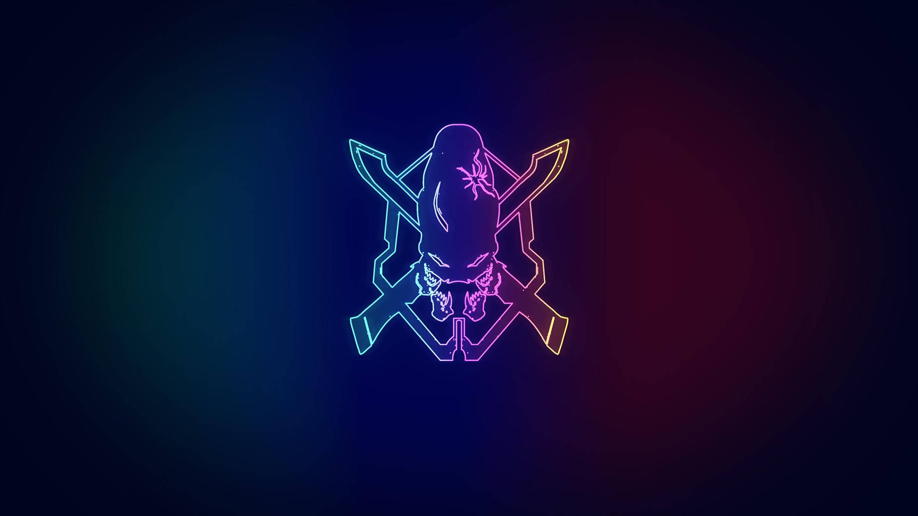 neon blue, purple, halo logo, HD Desktop Wallpaper