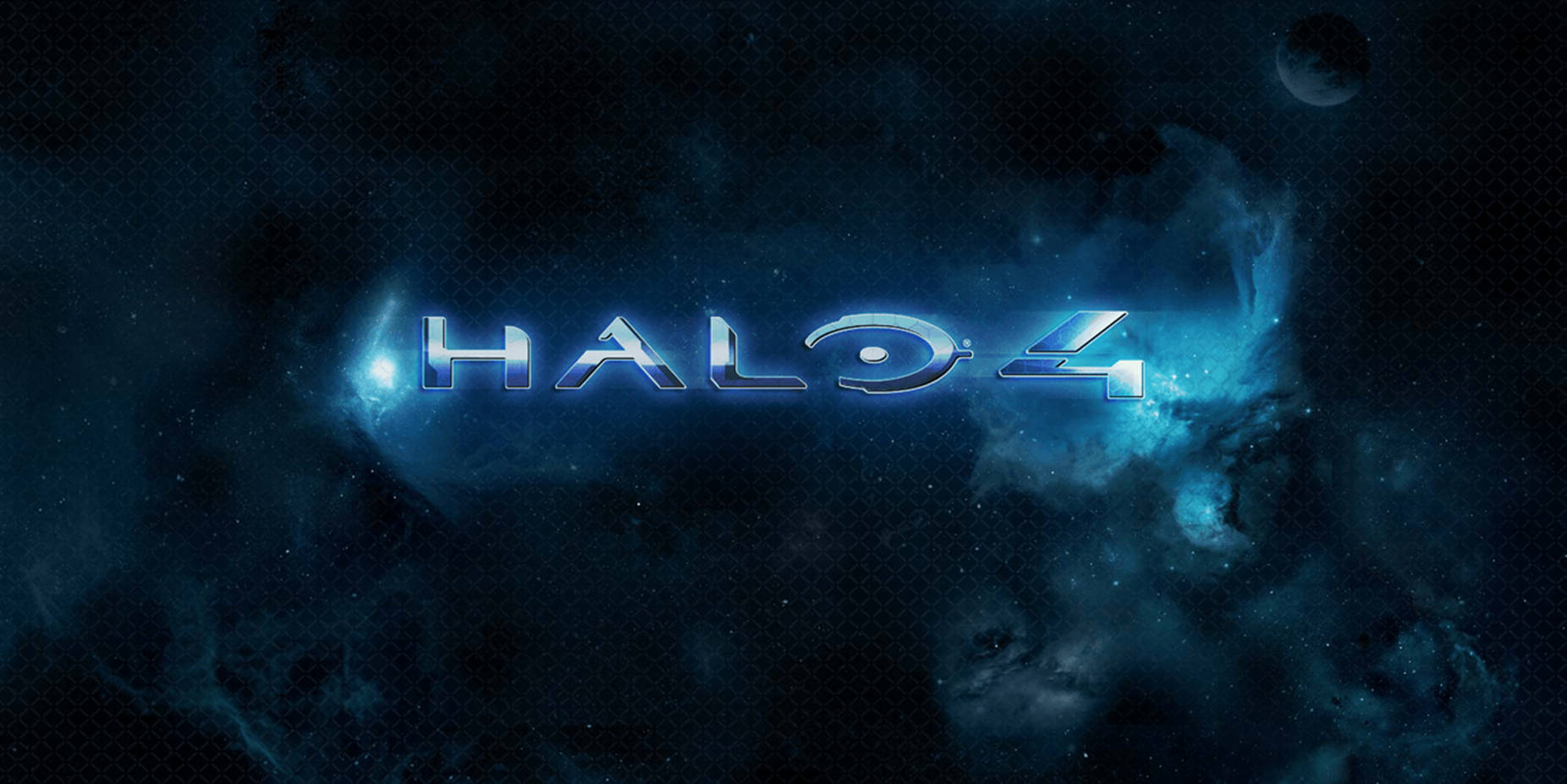 Halo 4 logo, electric blue light, dark cosmic nebula, HD Desktop Wallpaper