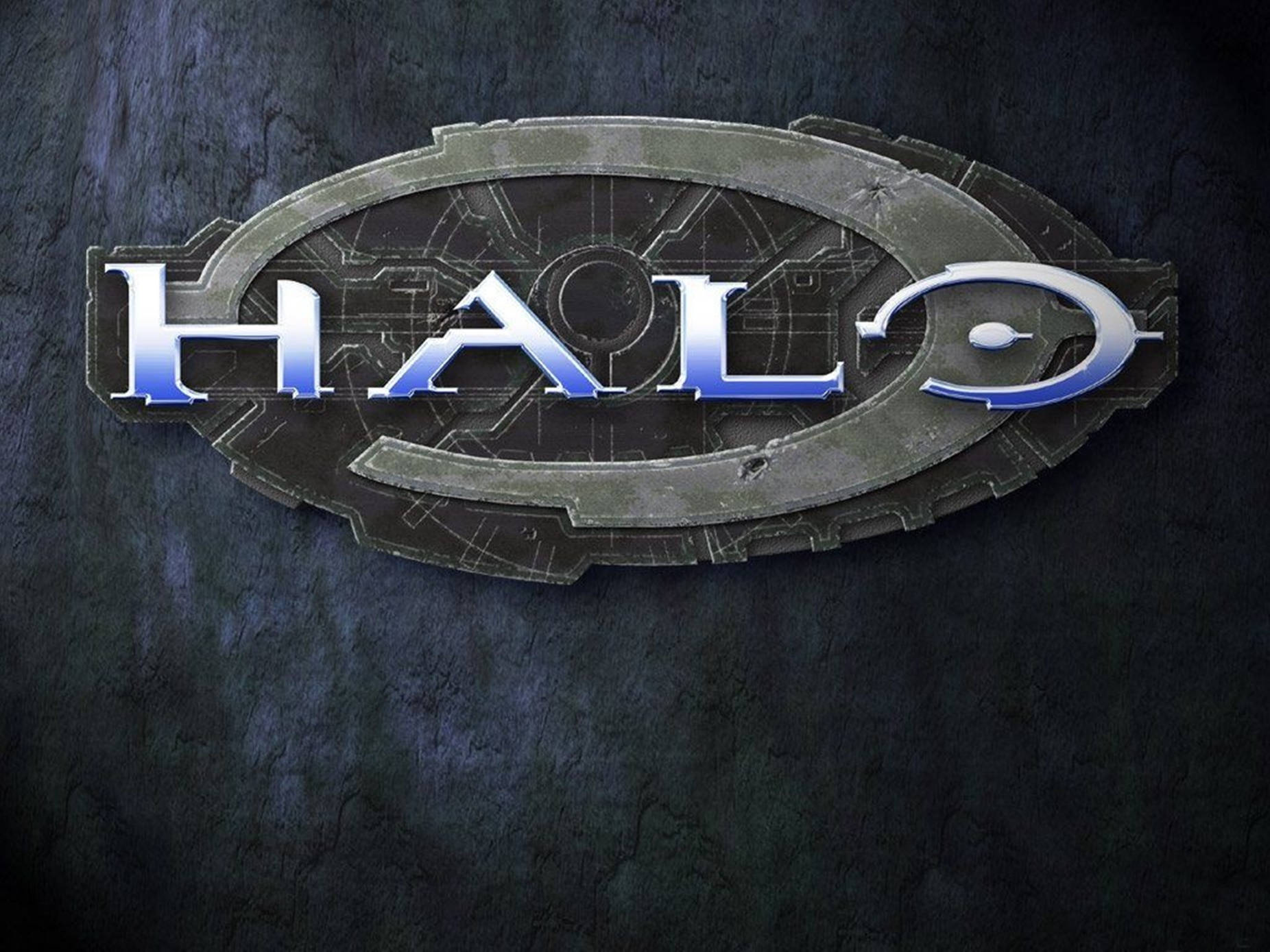 Halo logo, metallic blue, silver, HD Desktop Wallpaper