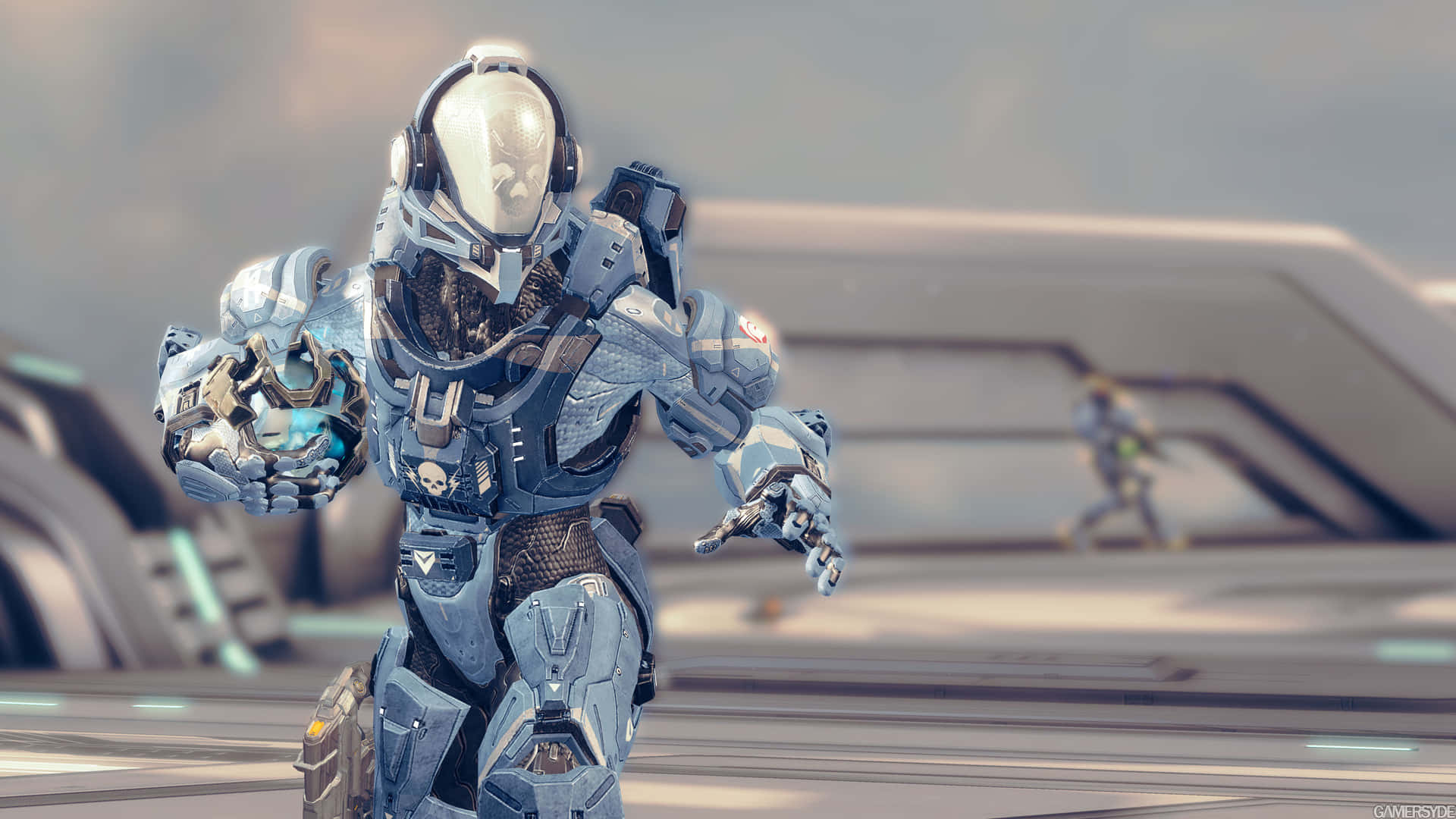Halo Master Chief, blue and silver gear, futuristic armored soldier, Full HD Desktop Wallpaper