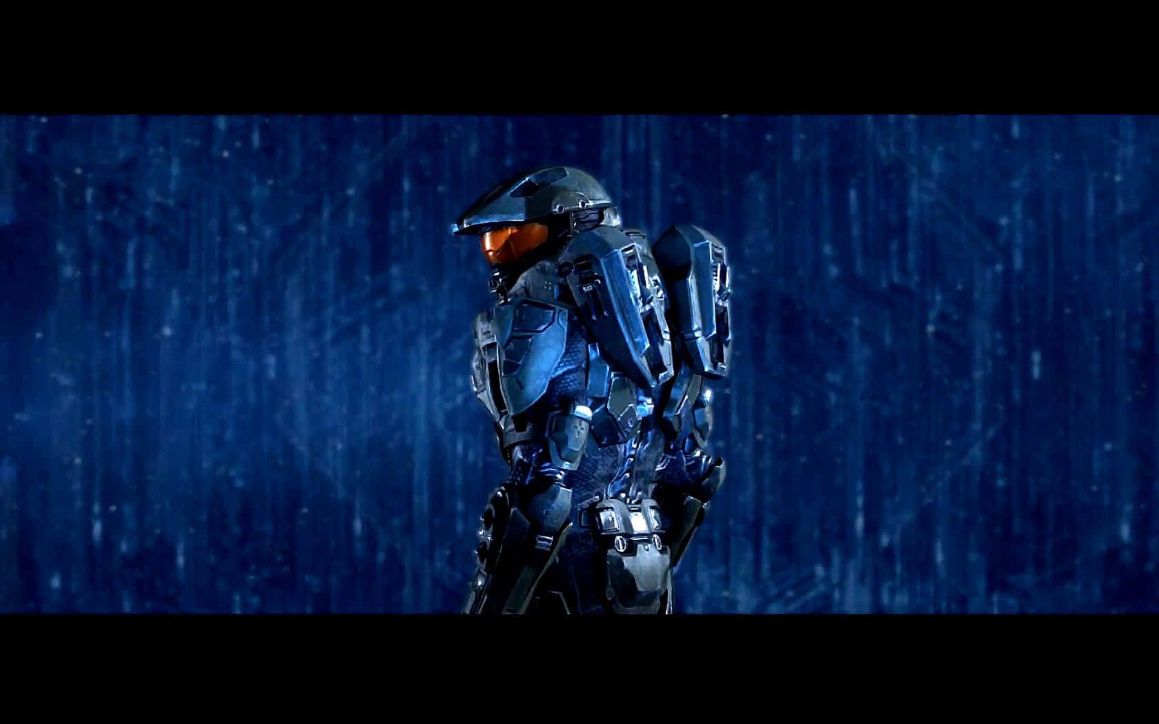 Halo Master Chief, rainy night, dark blue sky, HD Desktop Wallpaper