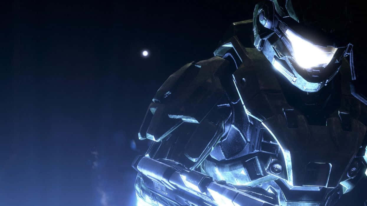 Halo Master Chief, glowing blue armor, bright visor, SD Desktop Wallpaper