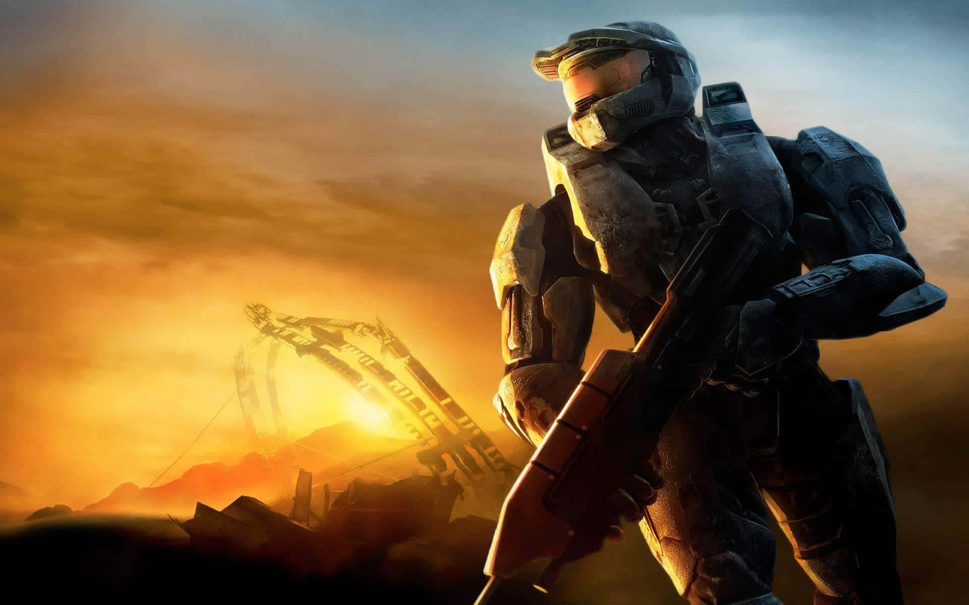 Halo Master Chief, futuristic armor, rifle, Full HD Desktop Wallpaper