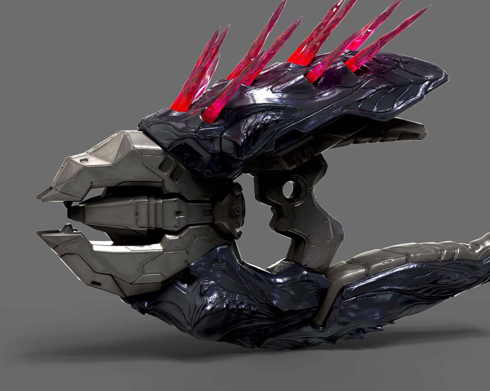 Halo Needler, glowing red spikes, dark metallic armor, HD Desktop Wallpaper
