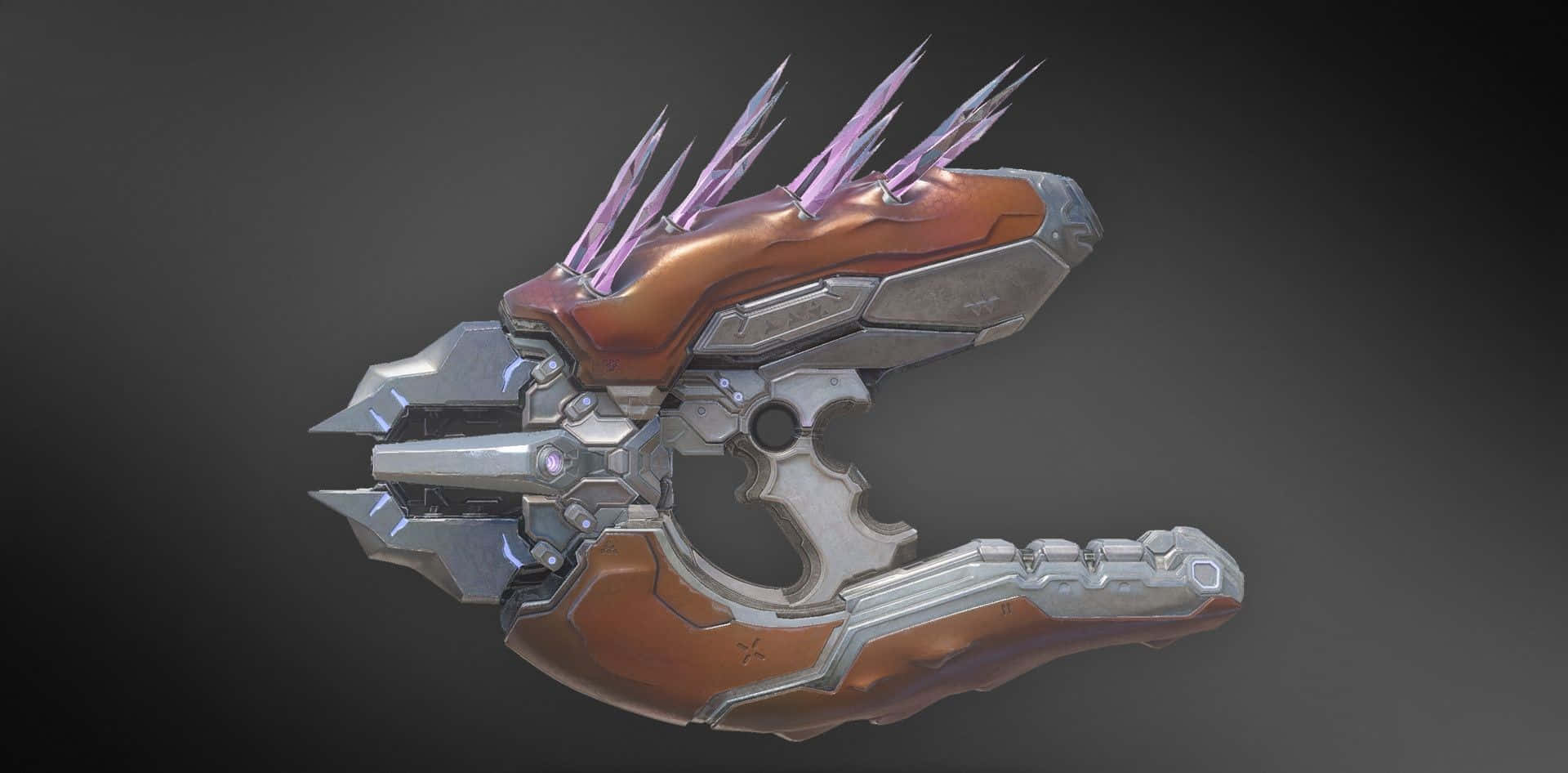 Halo Needler, metallic silver, brown accents, Full HD Desktop Wallpaper
